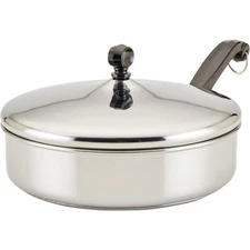 Stainless Steel Fry Pan Lid Saute Pan 2.75 Quart Silver Cookware