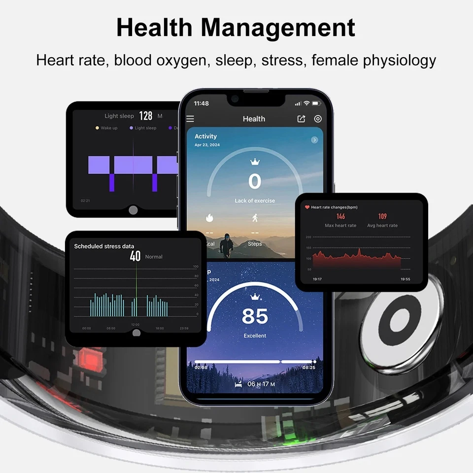 5ATM Wasserdicht R05 Smart Ring Blutsauerstoff Herzfrequenz Schlafmonitor NFC - Bild 4 von 4