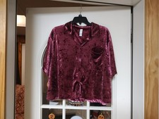 NWT Stars Above Burgundy Soft Velour Wide Leg Pajama Set Size Women's XL
