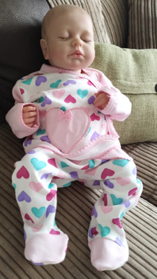 Lulu Bebe rosa Outfit 100% Baumwolle Hose und Top mit Herzmuster 3 Monate