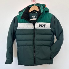 Helly Hansen Junior Cyclone Insulated Ski Jacket 128/8 Forest Hooded Puffer Coat