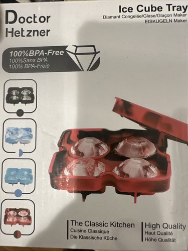 Nuovo con scatola Doctor Hetzner Diamond Ice Cubette vassoio 4 scomparti silicone cubetti di ghiaccio nero - Foto 1 di 2
