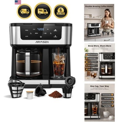 12-Cup Programmable Dual Coffee Maker   Single Serve Machine for K-Cup Pods &...