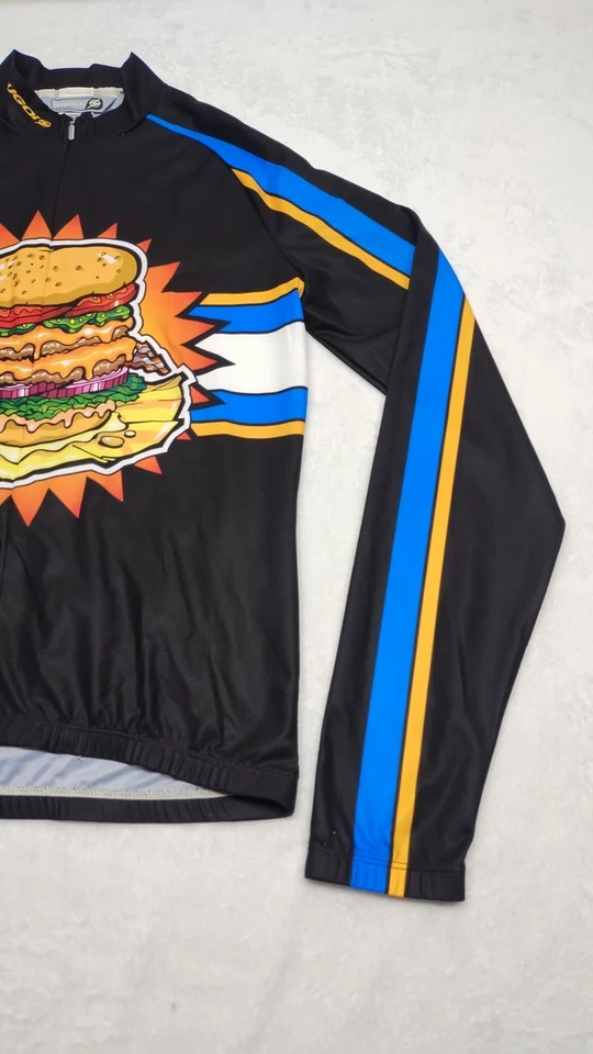 Vintage Sugoi Cycling Shirt Men's Size Medium Cheeseburger Fries All Over Print - Image 3 of 4