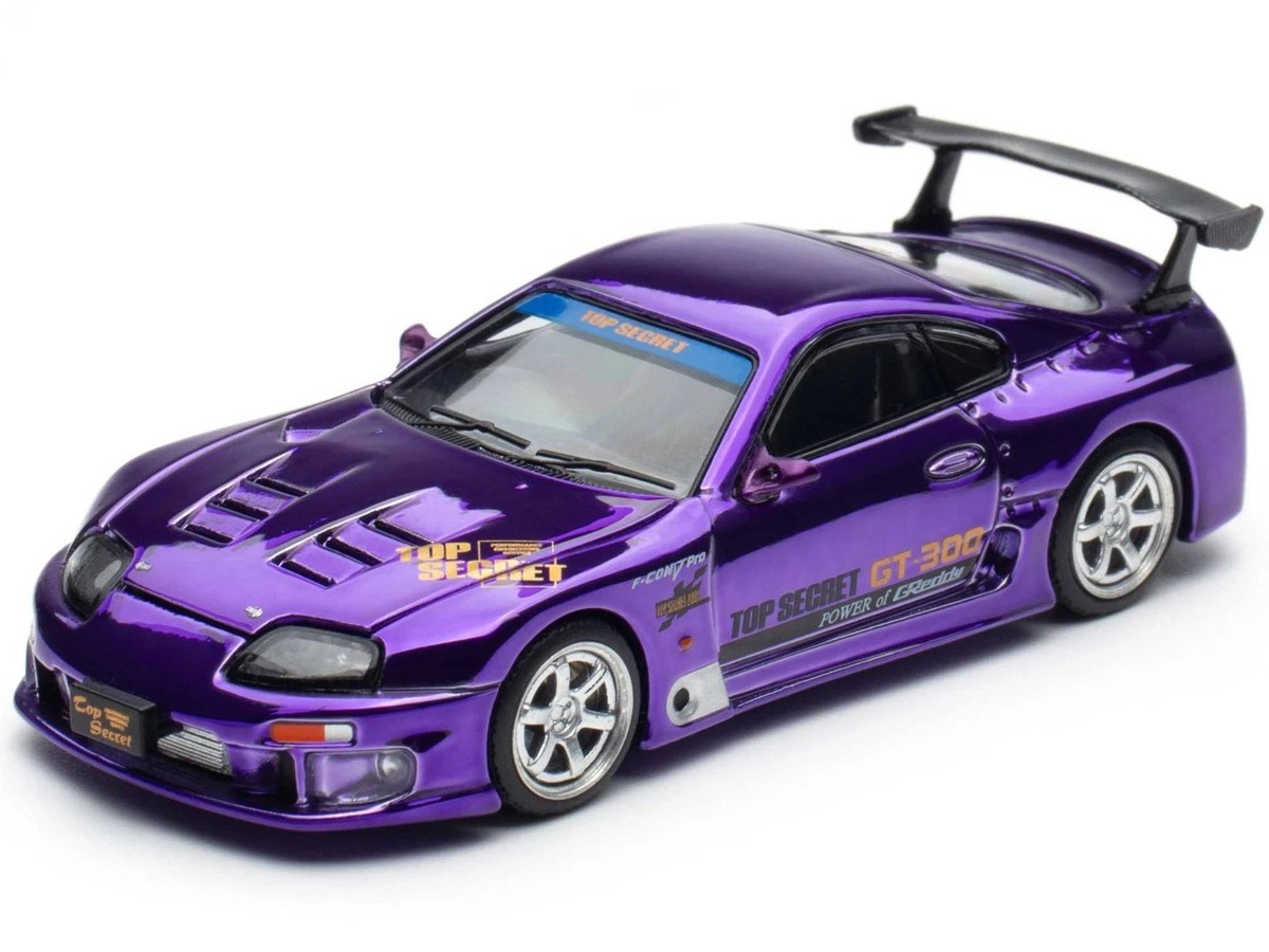 TOYOTA SUPRA TOP SECRET GT300 RHD PURPLE CHROME 1/64 BY POP RACE
