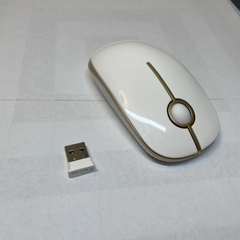 Jelly Comb Wireless white gold Optical Mouse Slim Ambidextrous Laptop PC - Image 4 of 4