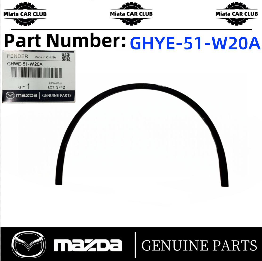 OEM 2024-26 Mazda 6e EZ-6 Right Front Fender Wheel Opening Molding