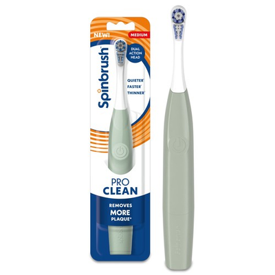 #ad Spinbrush Pro Clean Electric Toothbrush Battery Powered Medium Bristles Sage $7.88