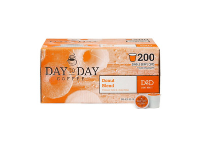 Day To Day Donut Blend Coffee Pods, Medium Roast, 200 Count Bulk Pack