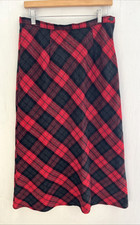 DRESSBARN Vintage Red Plaid Wool Blend A-Line Maxi Skirt 90's Size 12