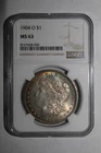 1904 O Morgan Silve Dollar Toned Rainbow Obv. Target Reverse NGC MS63 #030