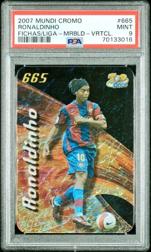 2007 Mundi Cromo Ronaldinho PSA 9 Pop 1 Fichas De La Liga Marbled Vertical #665 - Bild 2 von 3