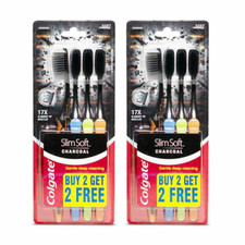 Colgate Slim Soft Charcoal Toothbrush Buy 2 Get 2 Free - 4 Pcs Pack of 2 