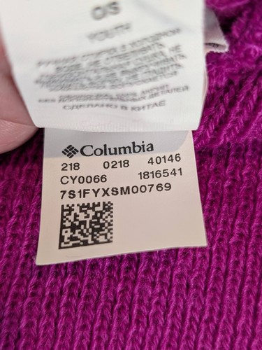 Columbia Beanie Hat Cap Fold Over Size O/S Stretch Youth Kids Girls Pink - Picture 5 of 7