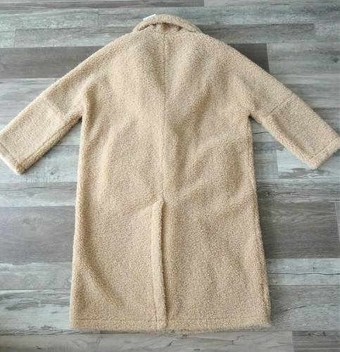 ZARA BEIGE FAUX SHEARLING LOOSE-FITTING LAPEL COLLAR COAT SIZE M - Picture 16 of 17