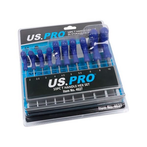10pc Long Metric T Handle Hex Allen key Wrench Set 2mm - 10mm in Storage Rack - Picture 3 of 4