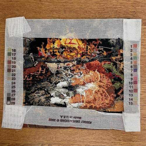 11x14 Tabby Cats Fireplace Completed Needlepoint Dimensions All Burned Out - Picture 6 of 8