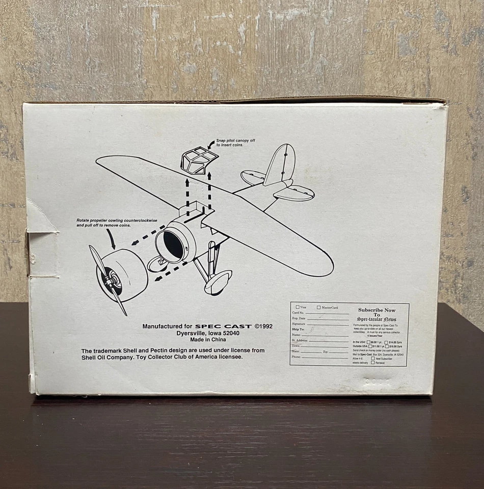 1992 Shell Collection Series Vintage Airplane Bank Model 2 New in Box - Image 2 of 4