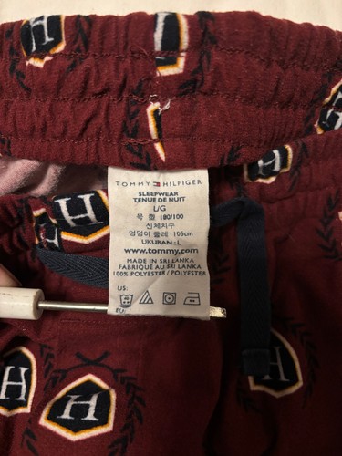 Tommy Hilfiger Pigiama Rosso Marrone Pantalone Lounge Logo Cotone Uomo Large - Foto 2 di 4