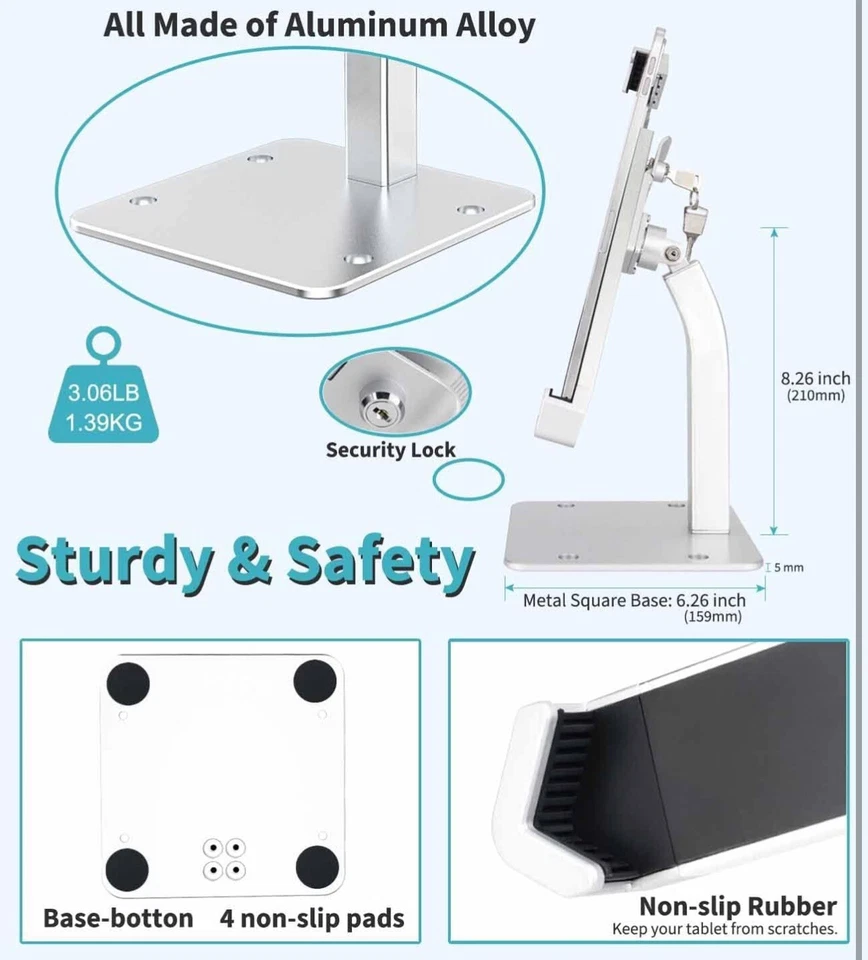 Anti-Theft Desktop Tablet Kiosk Stand for 7-11" Tablet, Security Countertop  - Image 4 of 4