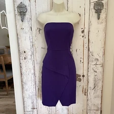 Trina Turk Size 4 Woman's Purple Strapless Textured Wrap Cocktail Party Dress