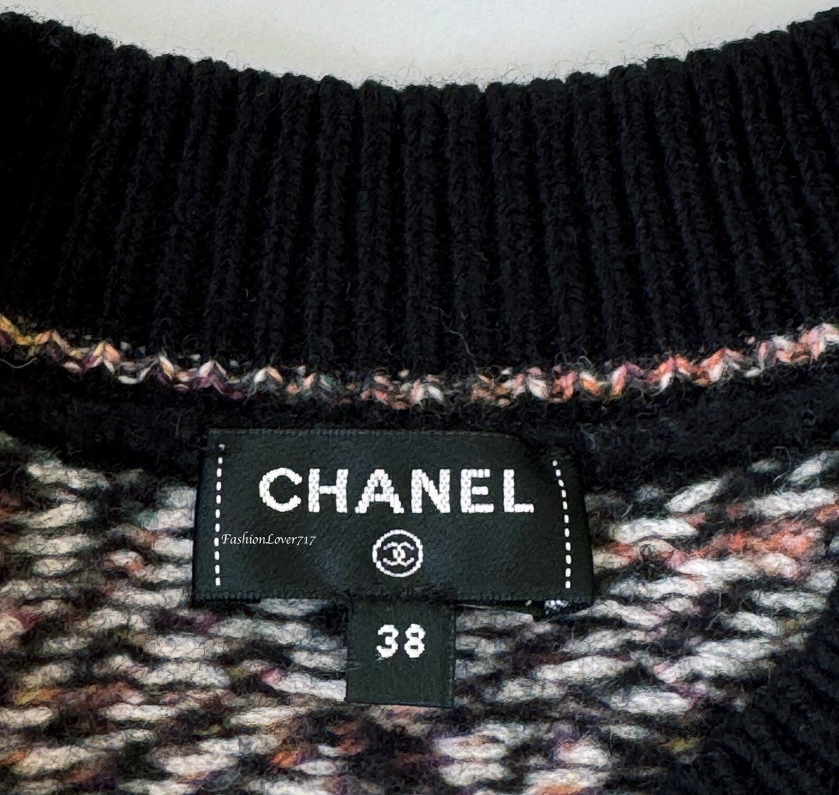 CHANEL 22A BLACK MULTICOLOR CASHMERE KNIT SWEATER PULLOVER 38 | eBay