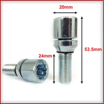 20 Bulloni PCD Variabile (Wobble) - Filettatura 14x1.5, Gambo 28 Mm, Lunghezza 59 Mm