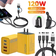 120W 4 in 1 Fast Wall Charger & 4ft Multi-Charging Cabler For Samsung Galaxy S24