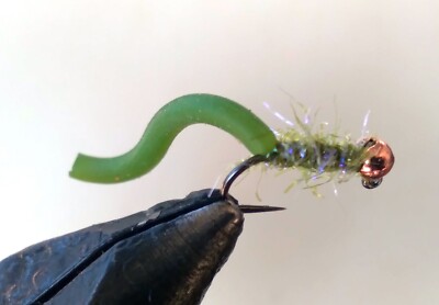 Olive Green Wonky Squirmy Worm Tungsten weighted Wormy Fly