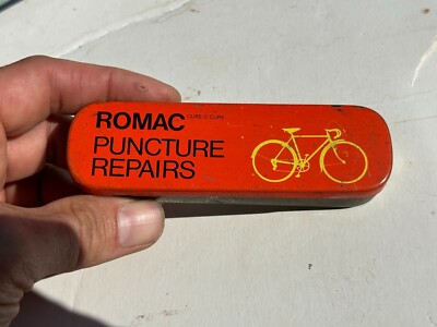 57249 Old Vintage Antique Garage Tin Can Sign Bicycle Tyre Tire Repair Kit Romac