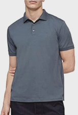 65 Calvin Klein Men's S/S Liquid Touch Polo Shirt Cotton , Stormy Weather , M