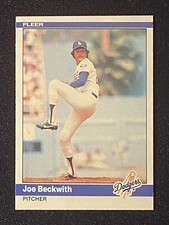Joe Beckwith 1984 MLB Los Angeles Dodgers Pitcher Baseball Card Fleer #97
