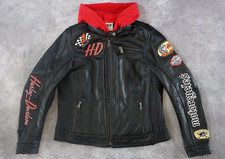 Harley Davidson Women Joyride Leather Jacket Hoodie 3in1 Racing Cat L 97071-11vw