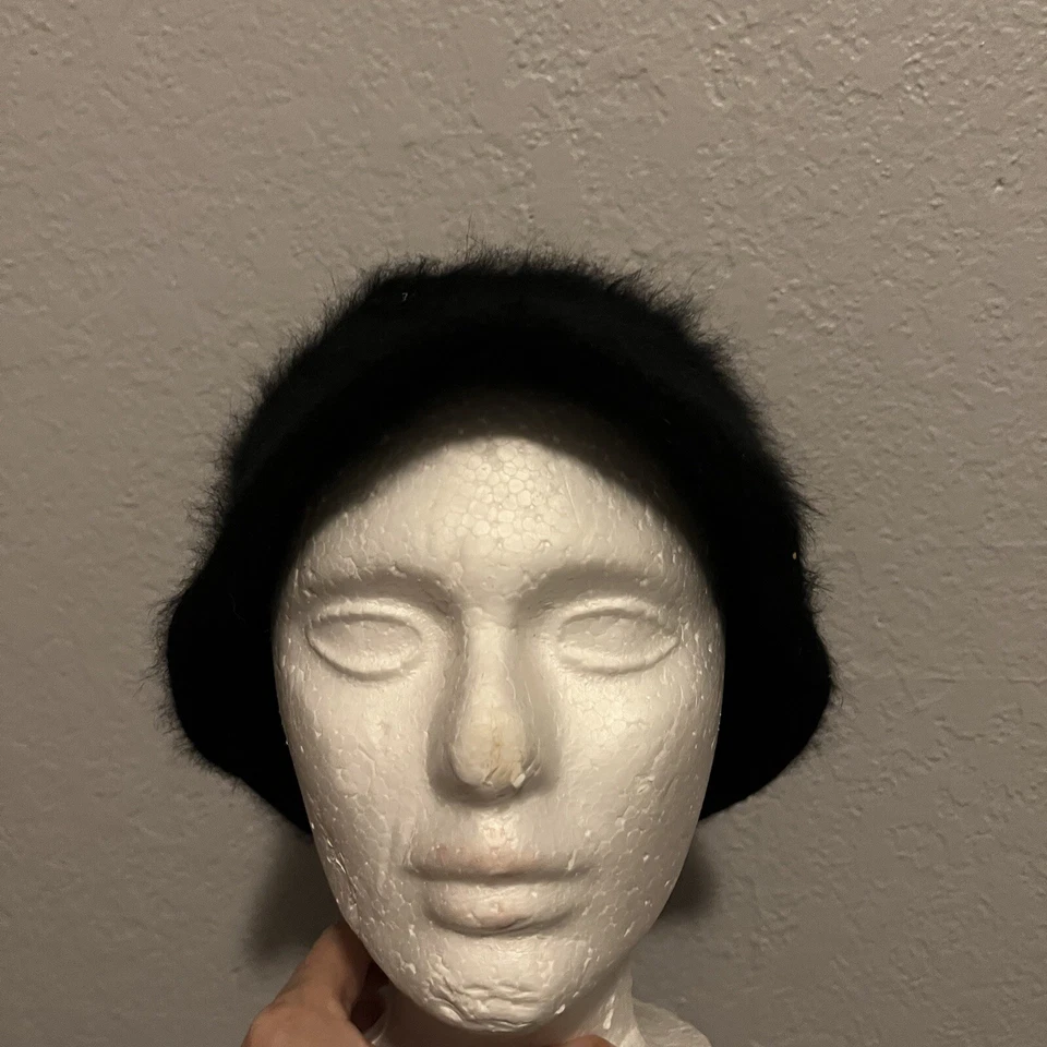 Sombrero Bebe Negro Angora Lana Nylon Cubo Bebe Slouch Talla Única Foto 2 de 4