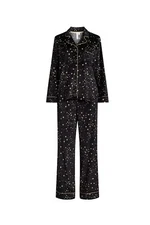 JoySpun 2-Piece Notch Collar Black Star Print Soft Comfy Women's PJ Pajama Set