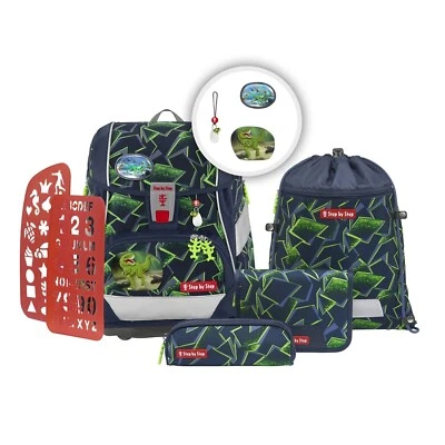 ERGOBAG Step by Step Schulranzen-Set 2IN1 PLUS Wild T-Rex Taro 6-teilig
