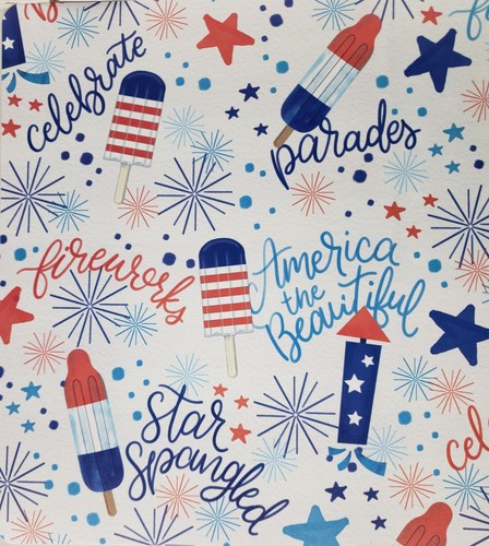 Set of 4 Same Plastic Reversible Placemats,12"x17", PATRIOTIC USA FLAG & ICES,HL - Picture 14 of 19
