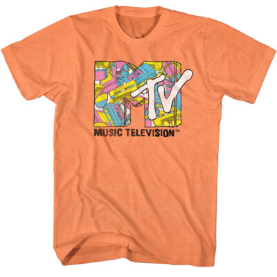 80s 企業　MTV MUSIC TELEVISION Tシャツ MTV 80's Music Television Cassett Tape Collage Logo Men's T Shirt