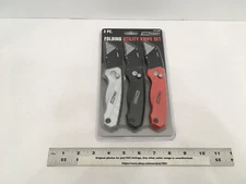 NEW Tool Shop 3-pk Folding Locking Utility Knife - RED, SILVER, BLACK
