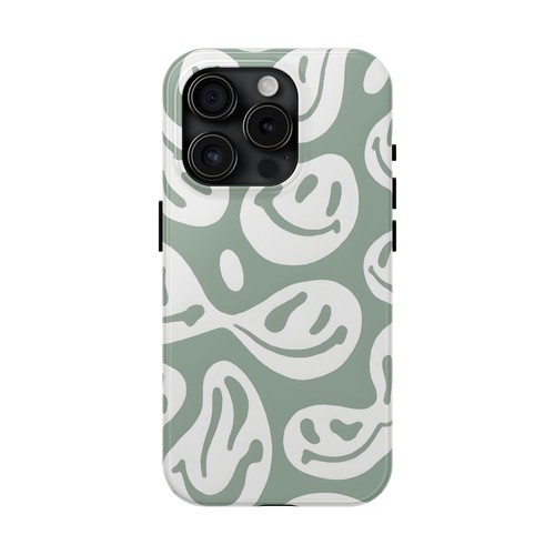 Abstract Smiley Faces Green Tough Phone Case | Aesthetic - 第 18/108 張圖片