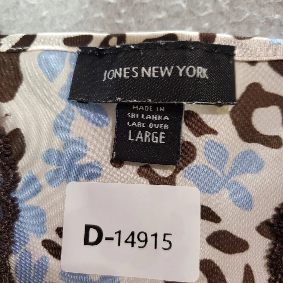 Jones New York Mujeres Prendas para dormir Grande Marrón Estampado Animal Vestido Satinado Encaje Ribete Foto 2 de 4
