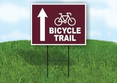 BICYCLE TRAIL STRAIGHT ARROW BROWN Yard Sign with Stand LAWN SIGN