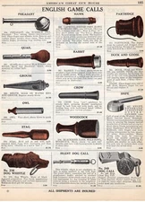 1940 Print Ad of ACME English Game Call crow owl duck goose dog stag pheasant