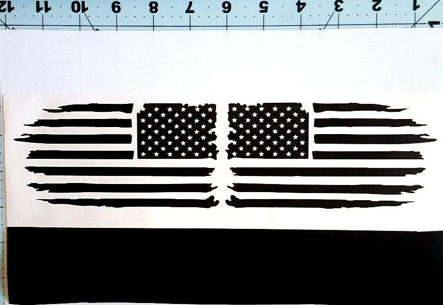 Distressed Tattered American Flag Vinyl Decal Sticker | Ripped Torn USA SET of 2 - Image 3 of 4