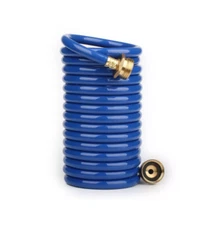 Lightweight EVA Coil 20 FT Garden Hose with 3/4" GHT Solid Brass Fittings, Re...