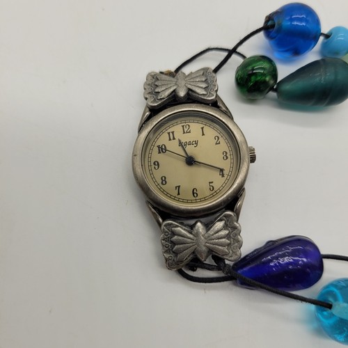 Legacy Watch Women Silver Tone Glass & Beaded Band Untested Vintage - Picture 2 of 4