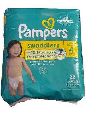Pampers Swaddlers Active Baby Disposable Diapers Size 4 Up to 22-37 Lbs 22 Count