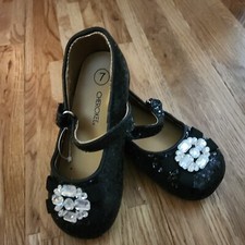 CHEROKEE Black GLITTER With bling stonesSHOES GIRLS SIZE 7 NWOT
