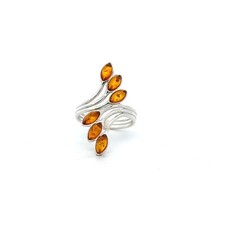 Sterling Silver Baltic Amber Ring Size 7 