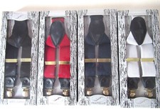 MENS WOMANS FRATELLO 4 PAIR CLIP ON BRACE SUSPENDERS different colors NIB